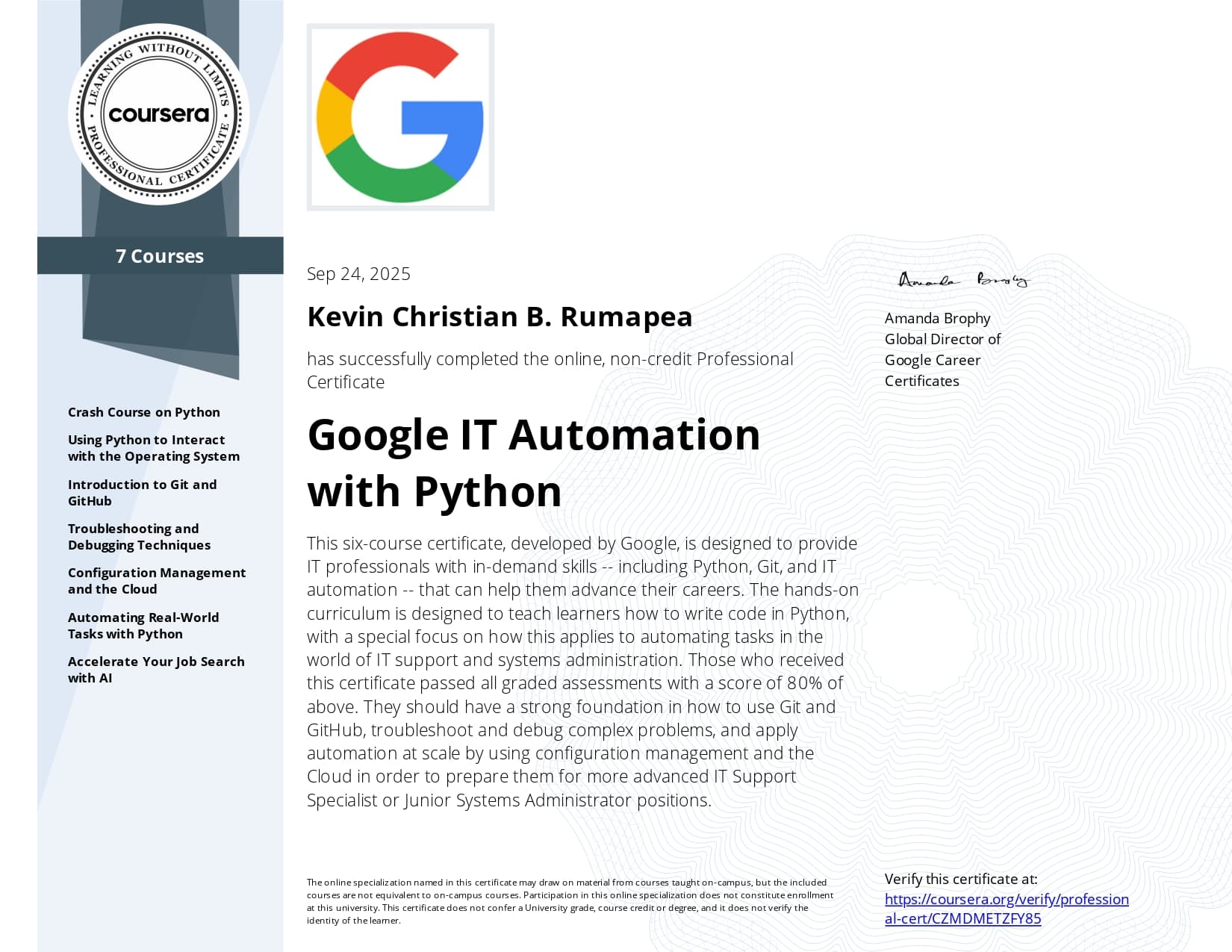 Google IT Automation with Python